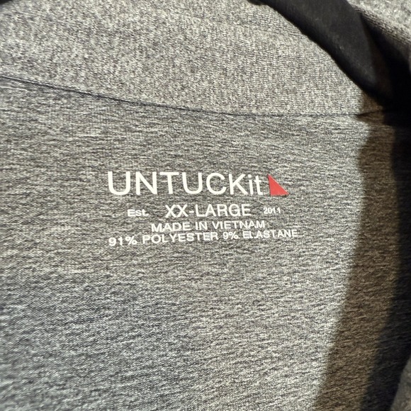 Untuckit Shirt Mens 2XL XXL Gray Short Sleeve Performance Polo Shirt Stretch - Picture 4 of 11